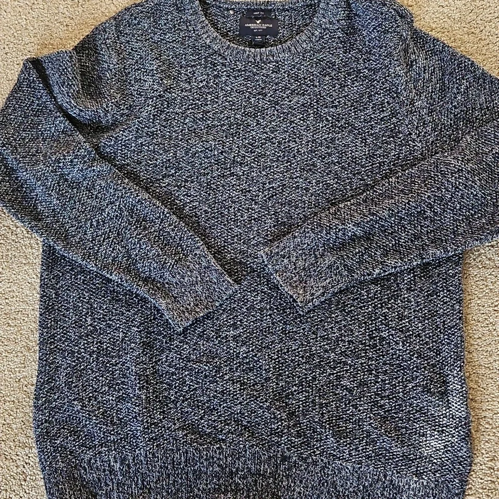 American Eagle Prep Fit 100% Cotton Sweater Navy And White Lg EUC Mens / Unisex